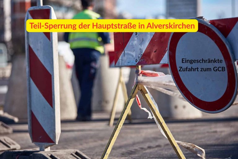 Teil der Hauptstraße in Alverskirchen dicht